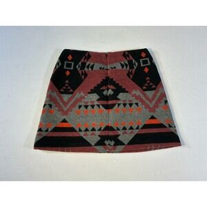 Gap Holiday 2015 Aztec Wool Blend Mini Skirt Size 2 Southwest Burgundy Gray
